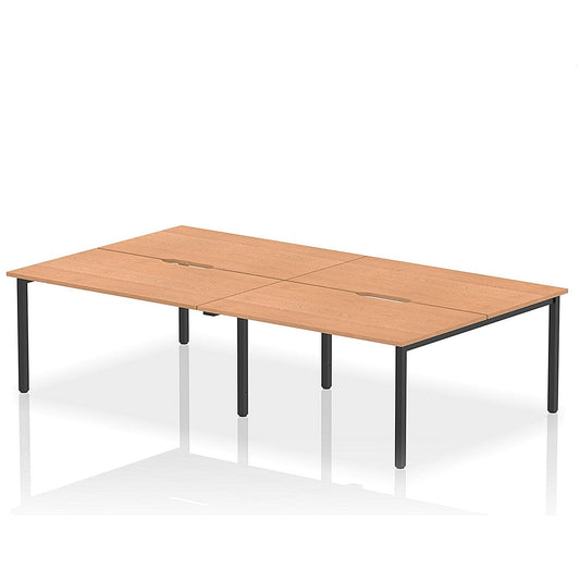 Evolve Plus 1400mm B2B 4 Person Office Bench Desk Oak Top Black Frame Easy2Order : BE820