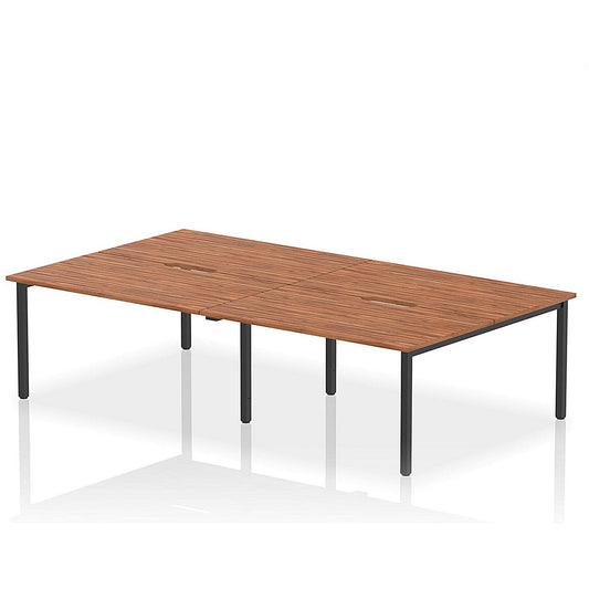 Evolve Plus 1400mm B2B 4 Person Office Bench Desk Walnut Top Black Frame Easy2Order : BE822