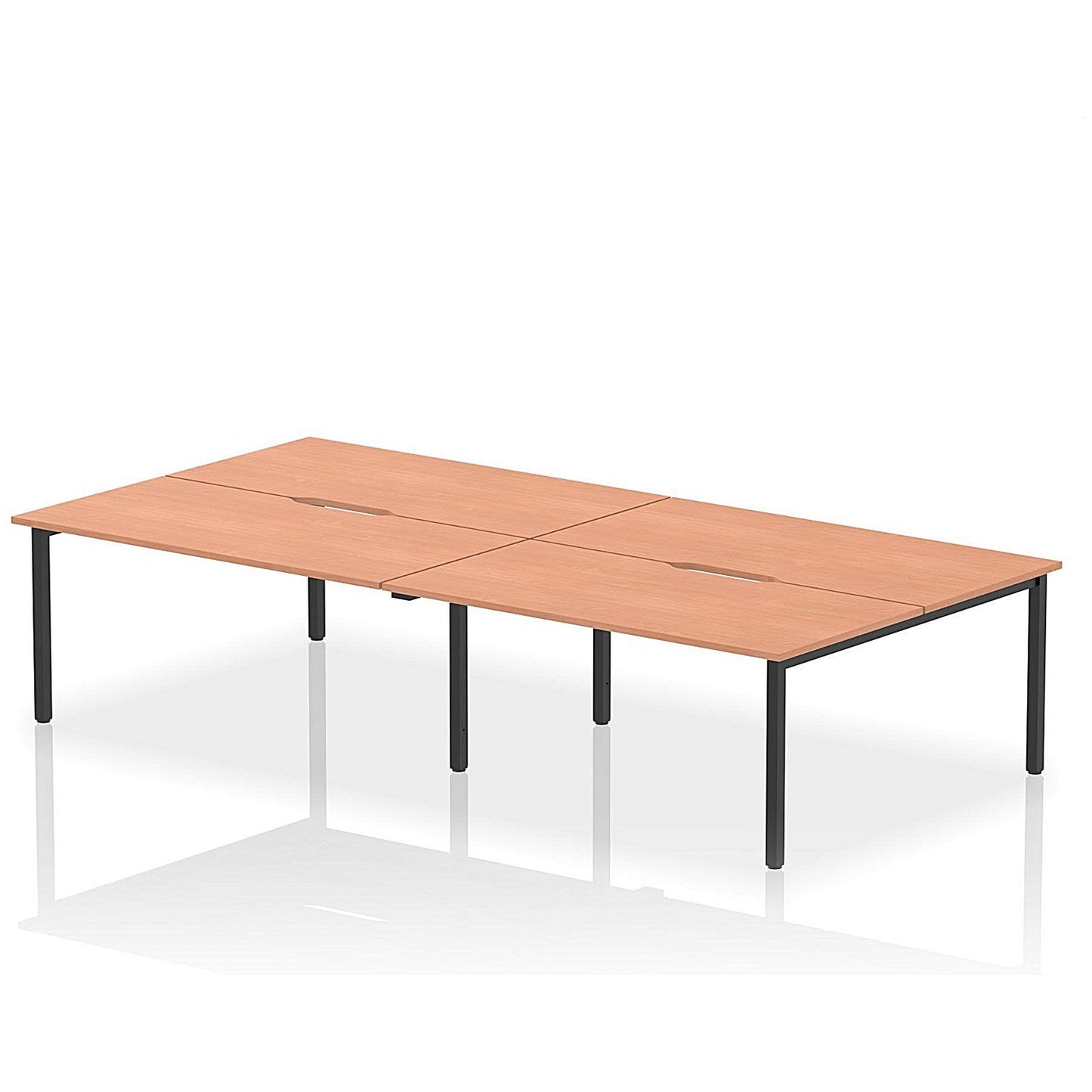 Evolve Plus 1600mm B2B 4 Person Office Bench Desk Beech Top Black Frame Easy2Order : BE823