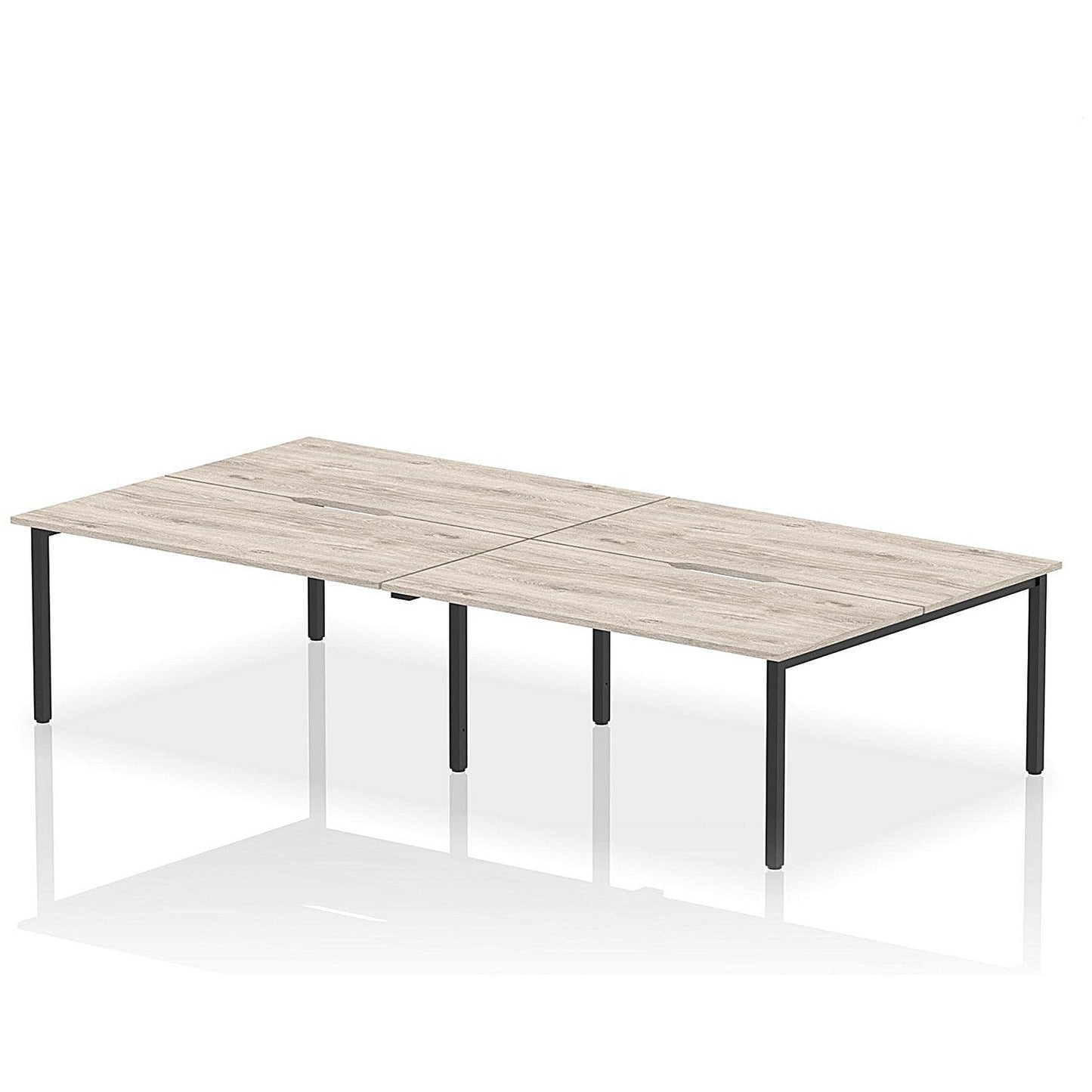 Evolve Plus 1600mm B2B 4 Person Office Bench Desk Grey Oak Top Black Frame Easy2Order : BE824