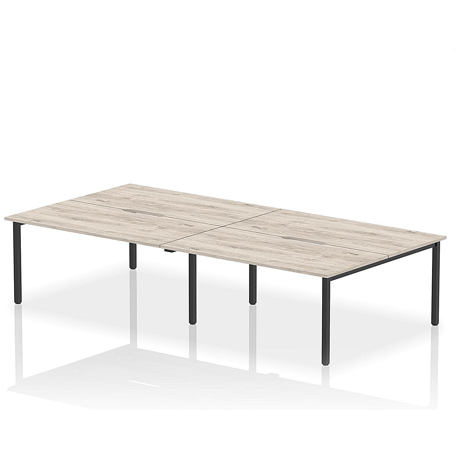 Evolve Plus 1600mm B2B 4 Person Office Bench Desk Grey Oak Top Black Frame Easy2Order : BE824
