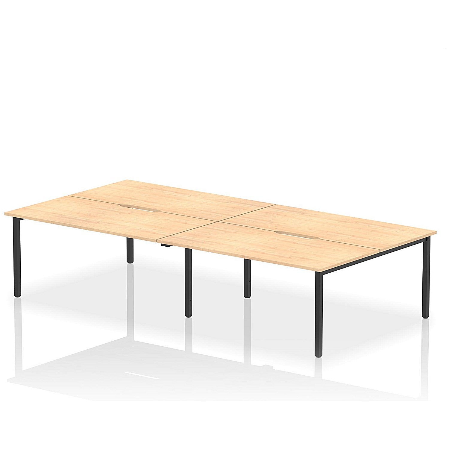 Evolve Plus 1600mm B2B 4 Person Office Bench Desk Maple Top Black Frame Easy2Order : BE825