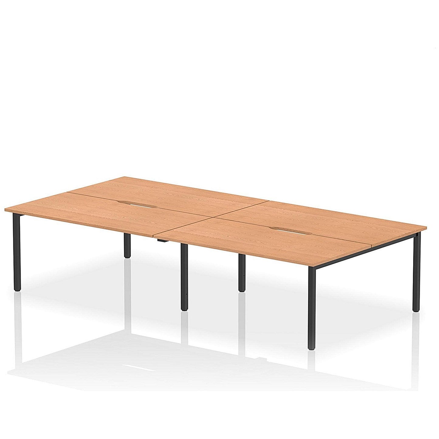 Evolve Plus 1600mm B2B 4 Person Office Bench Desk Oak Top Black Frame Easy2Order : BE826