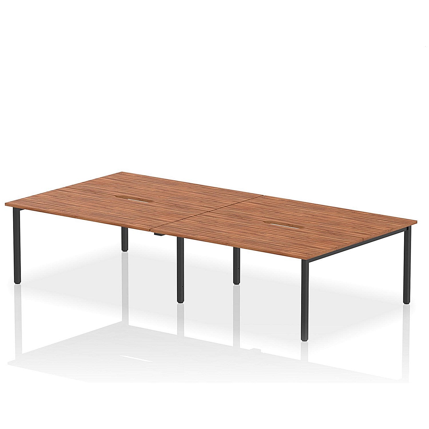 Evolve Plus 1600mm B2B 4 Person Office Bench Desk Walnut Top Black Frame Easy2Order : BE828