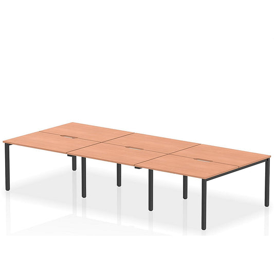 Evolve Plus 1200mm B2B 6 Person Office Bench Desk Beech Top Black Frame Easy2Order : BE829