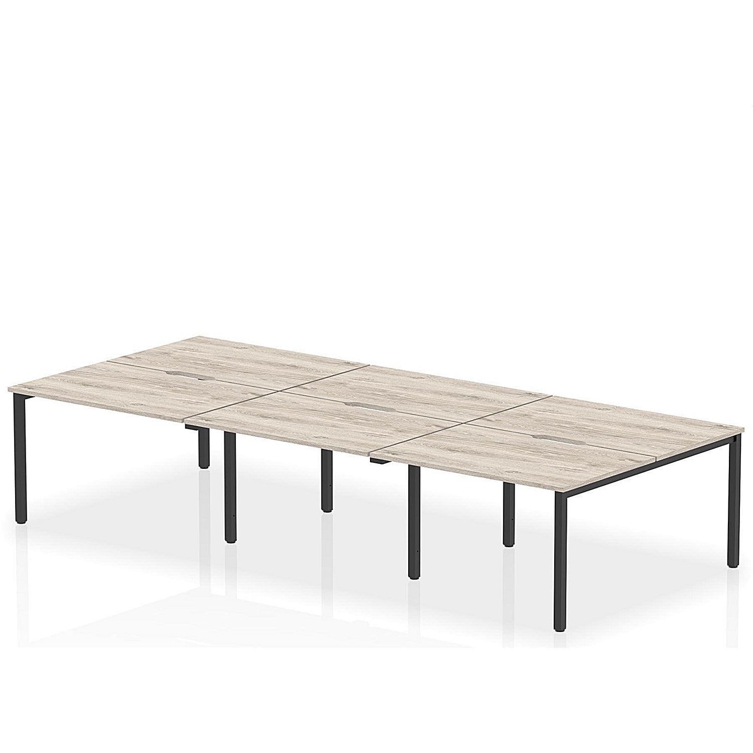 Evolve Plus 1200mm B2B 6 Person Office Bench Desk Grey Oak Top Black Frame Easy2Order : BE830