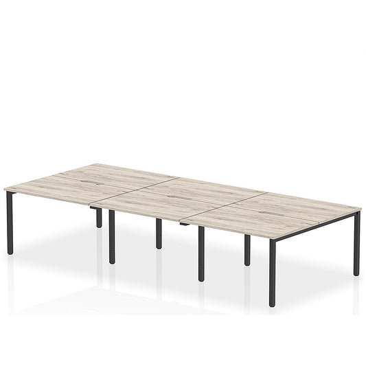 Evolve Plus 1200mm B2B 6 Person Office Bench Desk Grey Oak Top Black Frame Easy2Order : BE830