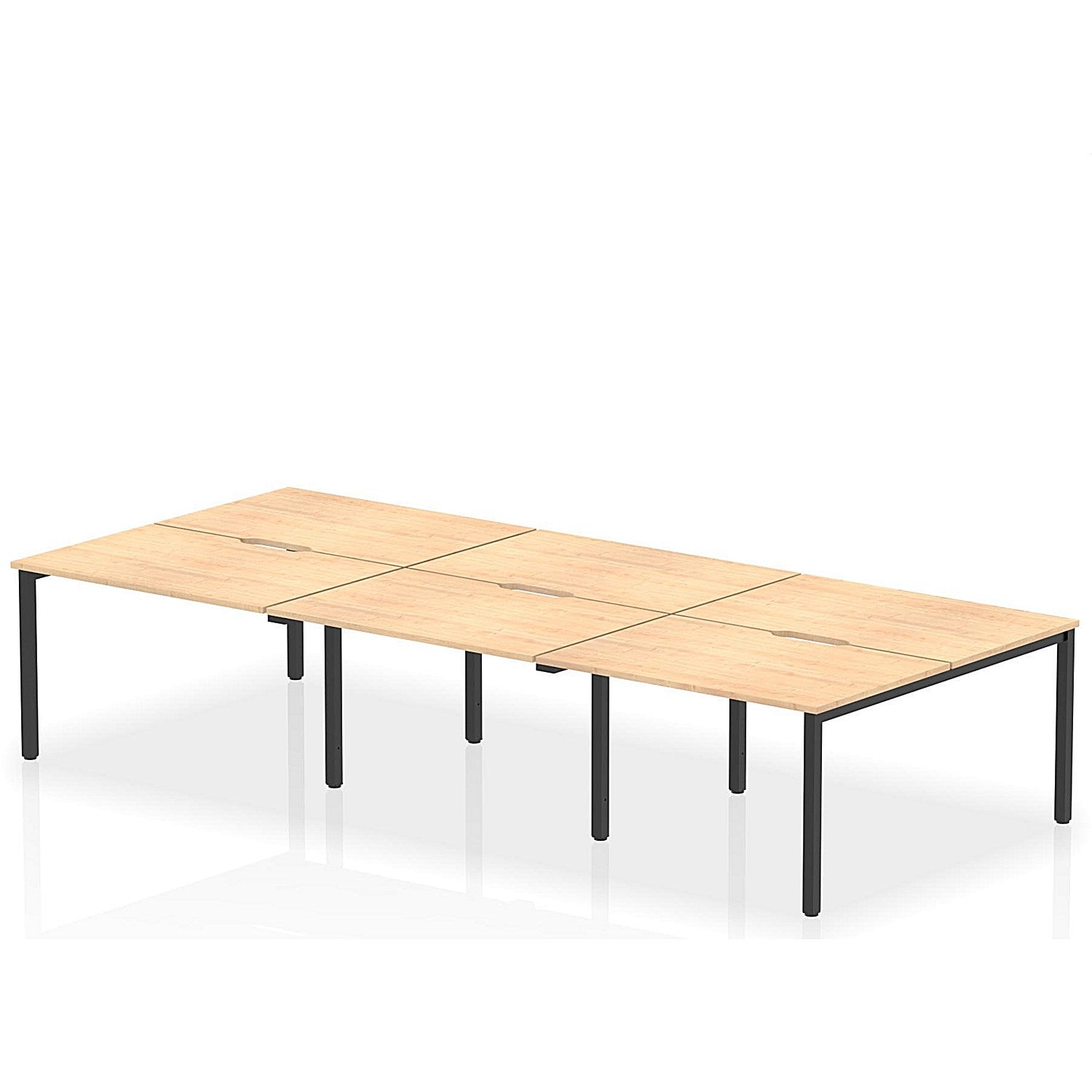 Evolve Plus 1200mm B2B 6 Person Office Bench Desk Maple Top Black Frame Easy2Order : BE831