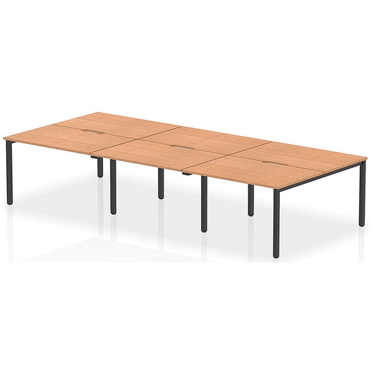 Evolve Plus 1200mm B2B 6 Person Office Bench Desk Oak Top Black Frame Easy2Order : BE832