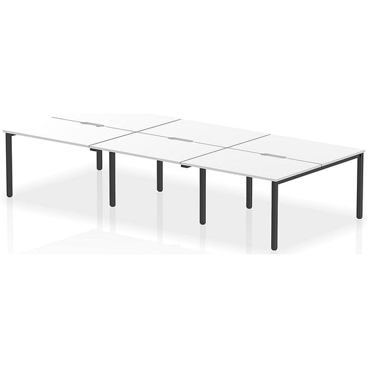 Evolve Plus 1200mm B2B 6 Person Office Bench Desk White Top Black Frame Easy2Order : BE833