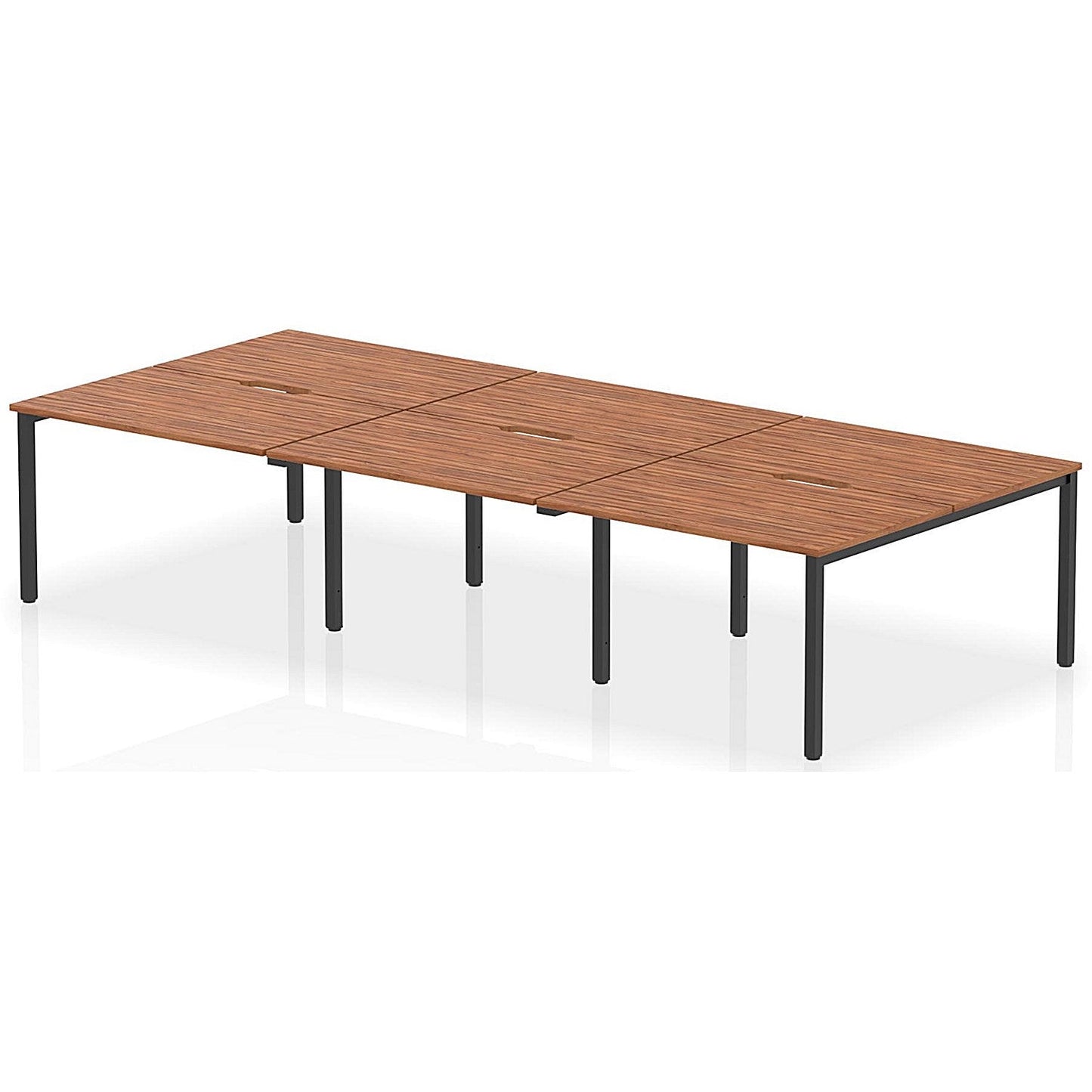 Evolve Plus 1200mm B2B 6 Person Office Bench Desk Walnut Top Black Frame Easy2Order : BE834