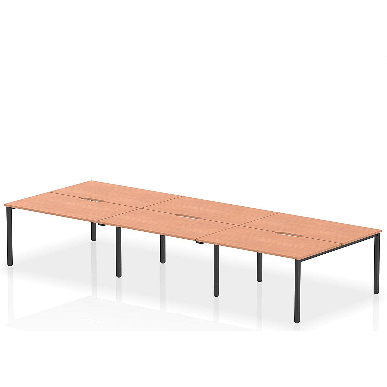 Evolve Plus 1400mm B2B 6 Person Office Bench Desk Beech Top Black Frame Easy2Order : BE835