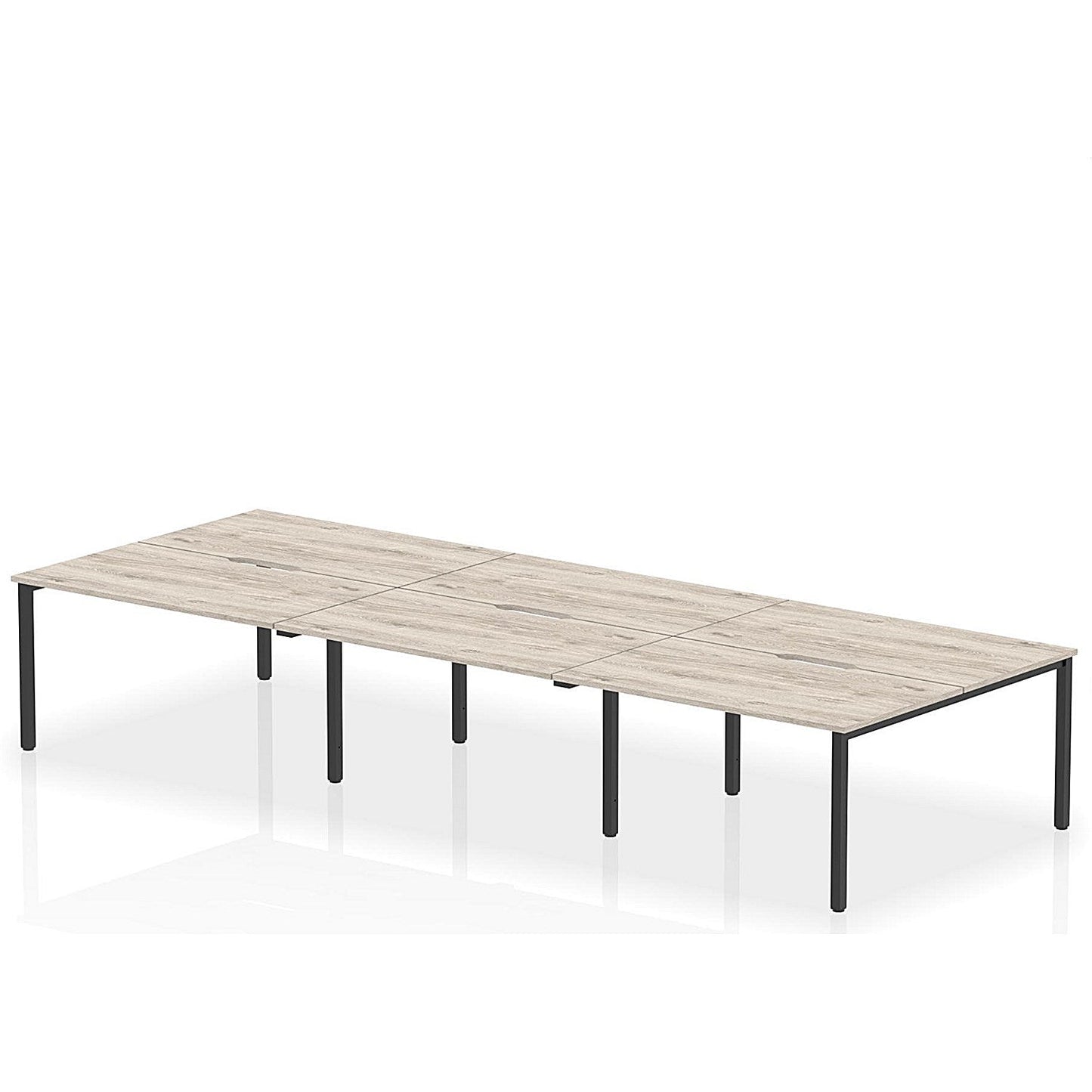 Evolve Plus 1400mm B2B 6 Person Office Bench Desk Grey Oak Top Black Frame Easy2Order : BE836