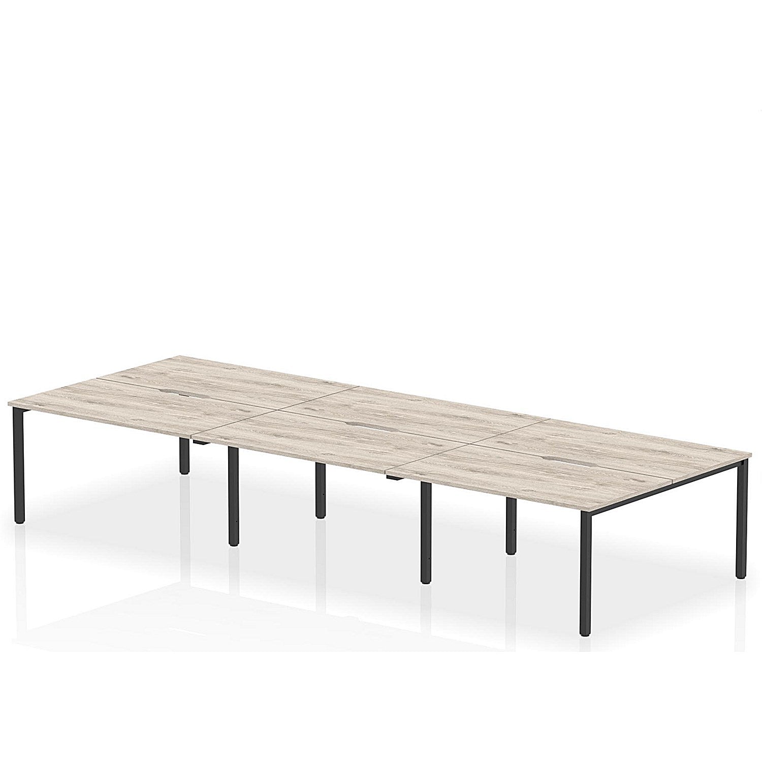 Evolve Plus 1400mm B2B 6 Person Office Bench Desk Grey Oak Top Black Frame Easy2Order : BE836