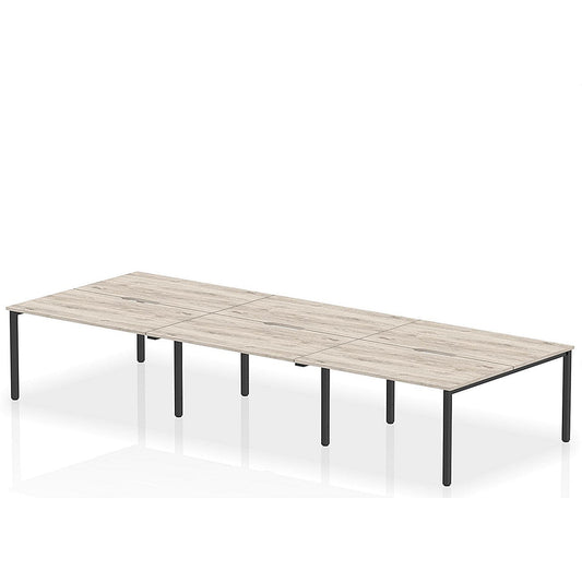 Evolve Plus 1400mm B2B 6 Person Office Bench Desk Grey Oak Top Black Frame Easy2Order : BE836