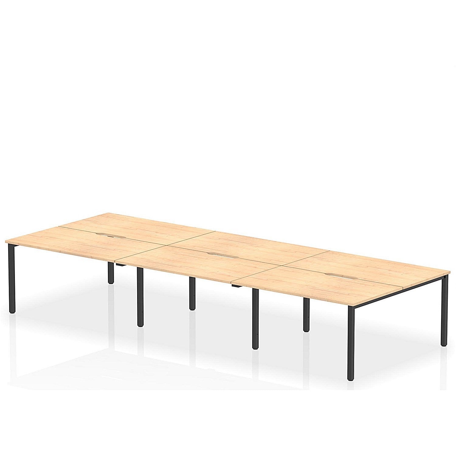 Evolve Plus 1400mm B2B 6 Person Office Bench Desk Maple Top Black Frame Easy2Order : BE837