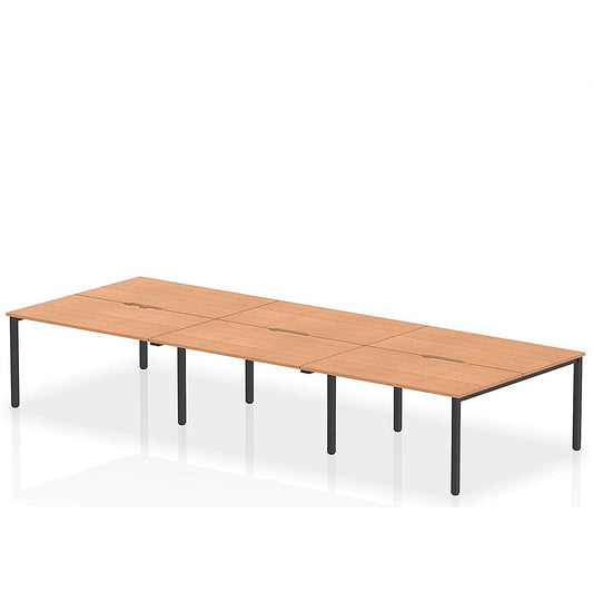 Evolve Plus 1400mm B2B 6 Person Office Bench Desk Oak Top Black Frame Easy2Order : BE838