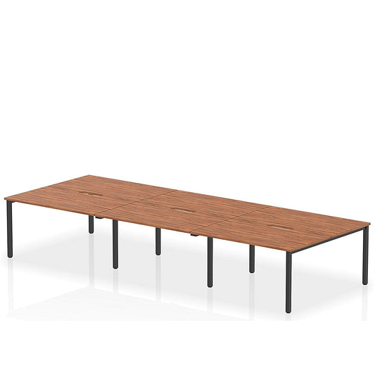 Evolve Plus 1400mm B2B 6 Person Office Bench Desk Walnut Top Black Frame Easy2Order : BE840