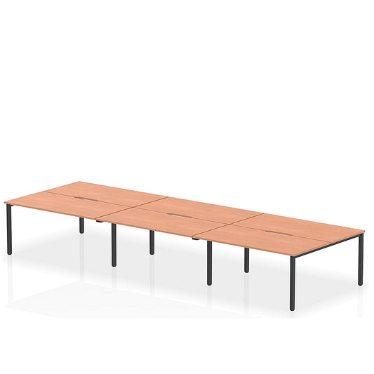 Evolve Plus 1600mm B2B 6 Person Office Bench Desk Beech Top Black Frame Easy2Order : BE841