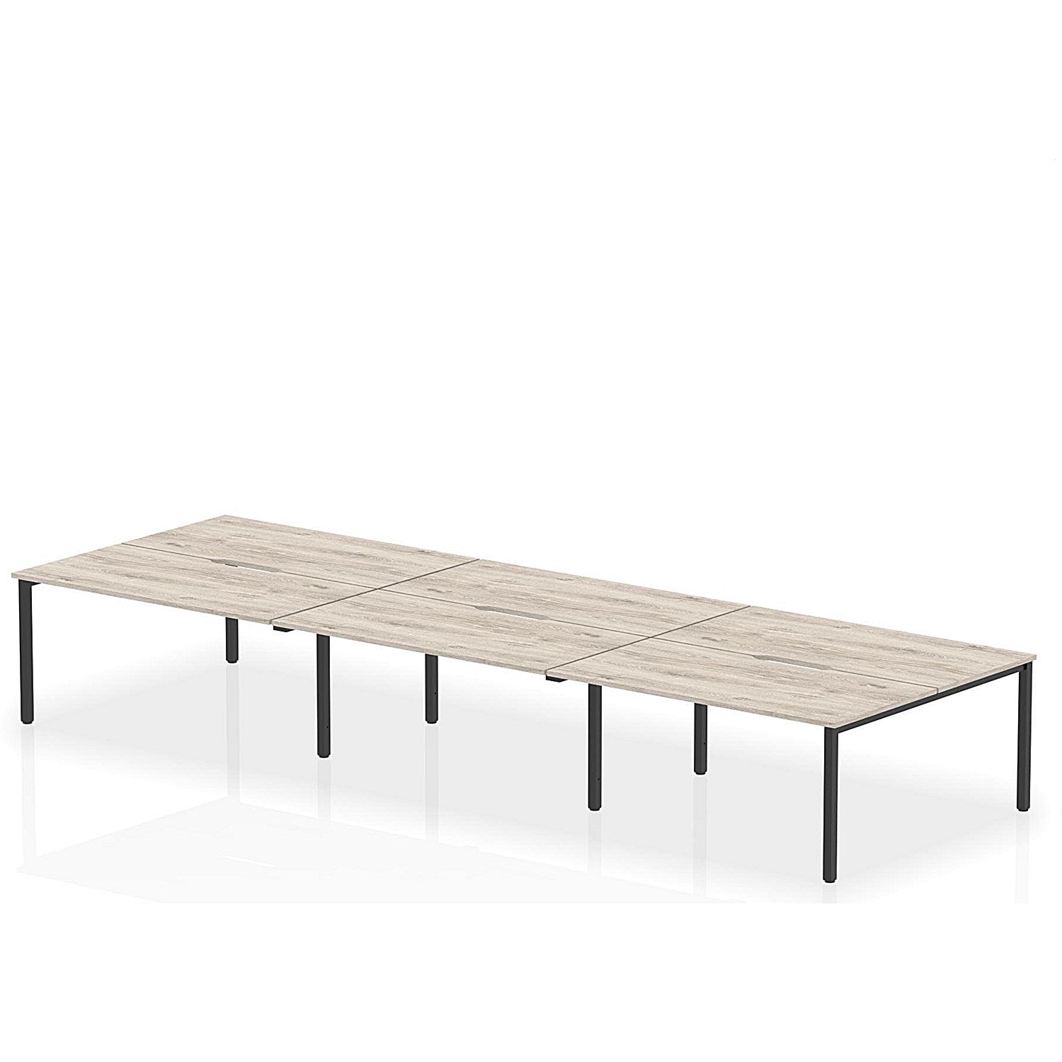 Evolve Plus 1600mm B2B 6 Person Office Bench Desk Grey Oak Top Black Frame Easy2Order : BE842