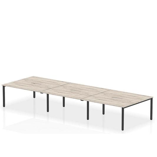 Evolve Plus 1600mm B2B 6 Person Office Bench Desk Grey Oak Top Black Frame Easy2Order : BE842