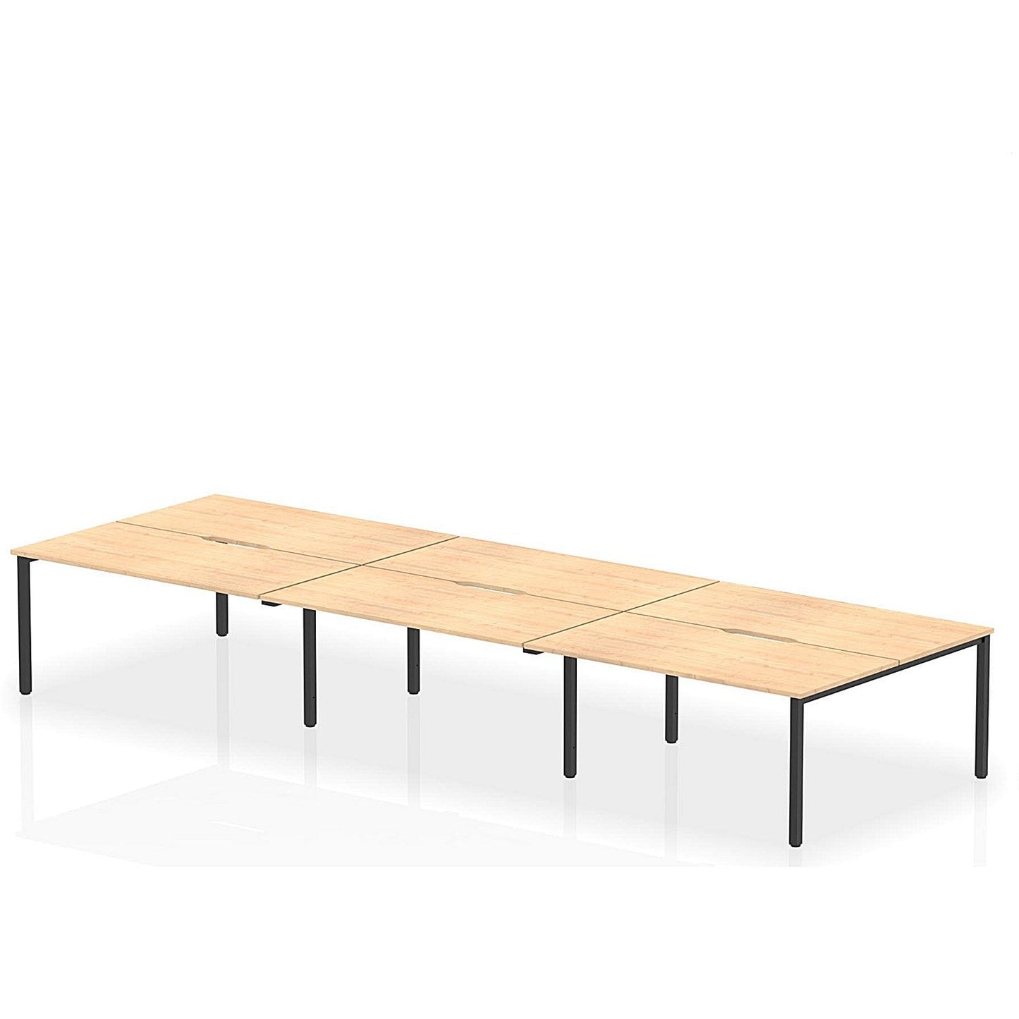 Evolve Plus 1600mm B2B 6 Person Office Bench Desk Maple Top Black Frame Easy2Order : BE843