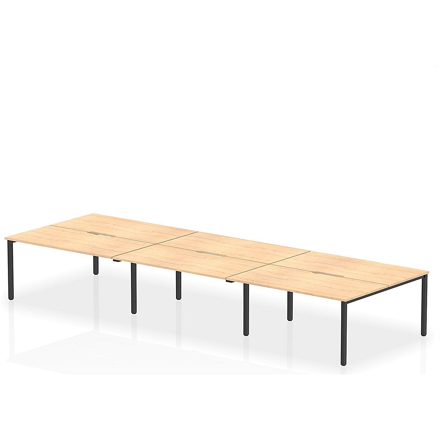 Evolve Plus 1600mm B2B 6 Person Office Bench Desk Maple Top Black Frame Easy2Order : BE843