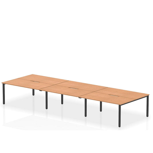 Evolve Plus 1600mm B2B 6 Person Office Bench Desk Oak Top Black Frame Easy2Order : BE844