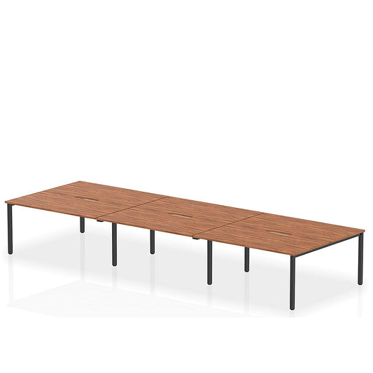 Evolve Plus 1600mm B2B 6 Person Office Bench Desk Walnut Top Black Frame Easy2Order : BE846