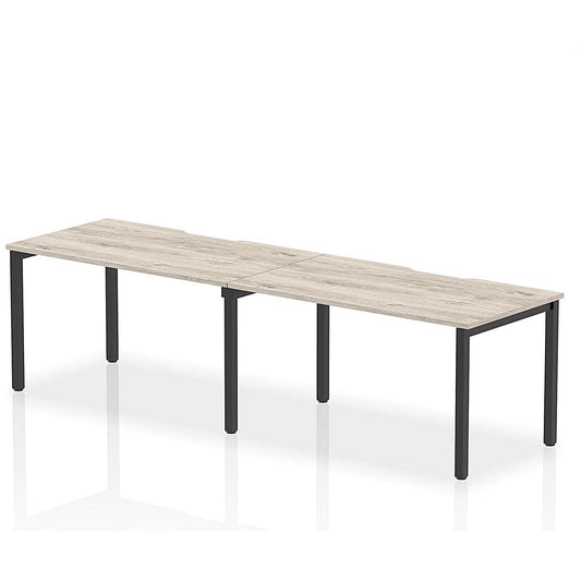 Evolve Plus 1400mm Single Row 2 Person Office Bench Desk Grey Oak Top Black Frame Easy2Order : BE872