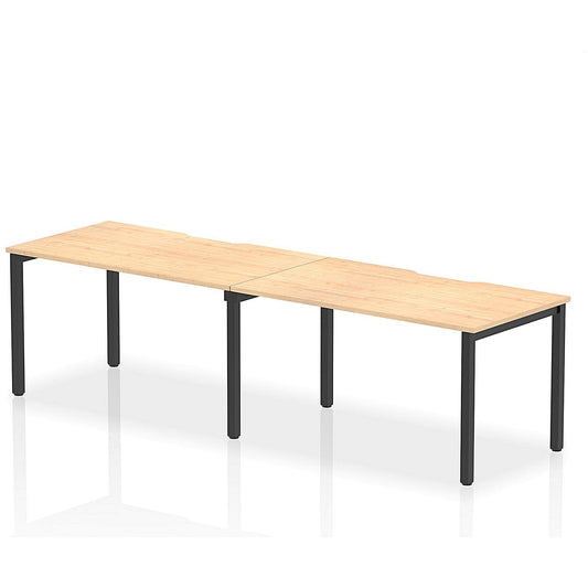 Evolve Plus 1400mm Single Row 2 Person Office Bench Desk Maple Top Black Frame Easy2Order : BE873
