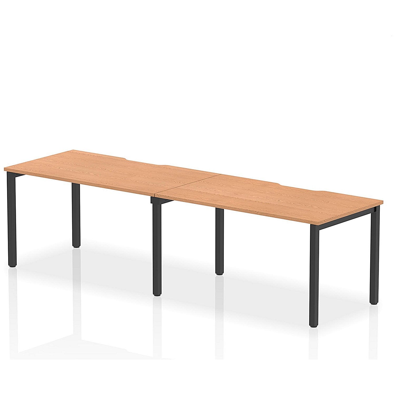 Evolve Plus 1400mm Single Row 2 Person Office Bench Desk Oak Top Black Frame Easy2Order : BE874