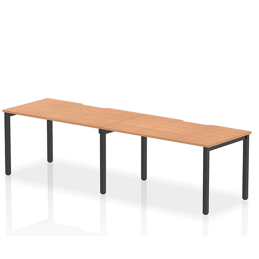 Evolve Plus 1400mm Single Row 2 Person Office Bench Desk Oak Top Black Frame Easy2Order : BE874