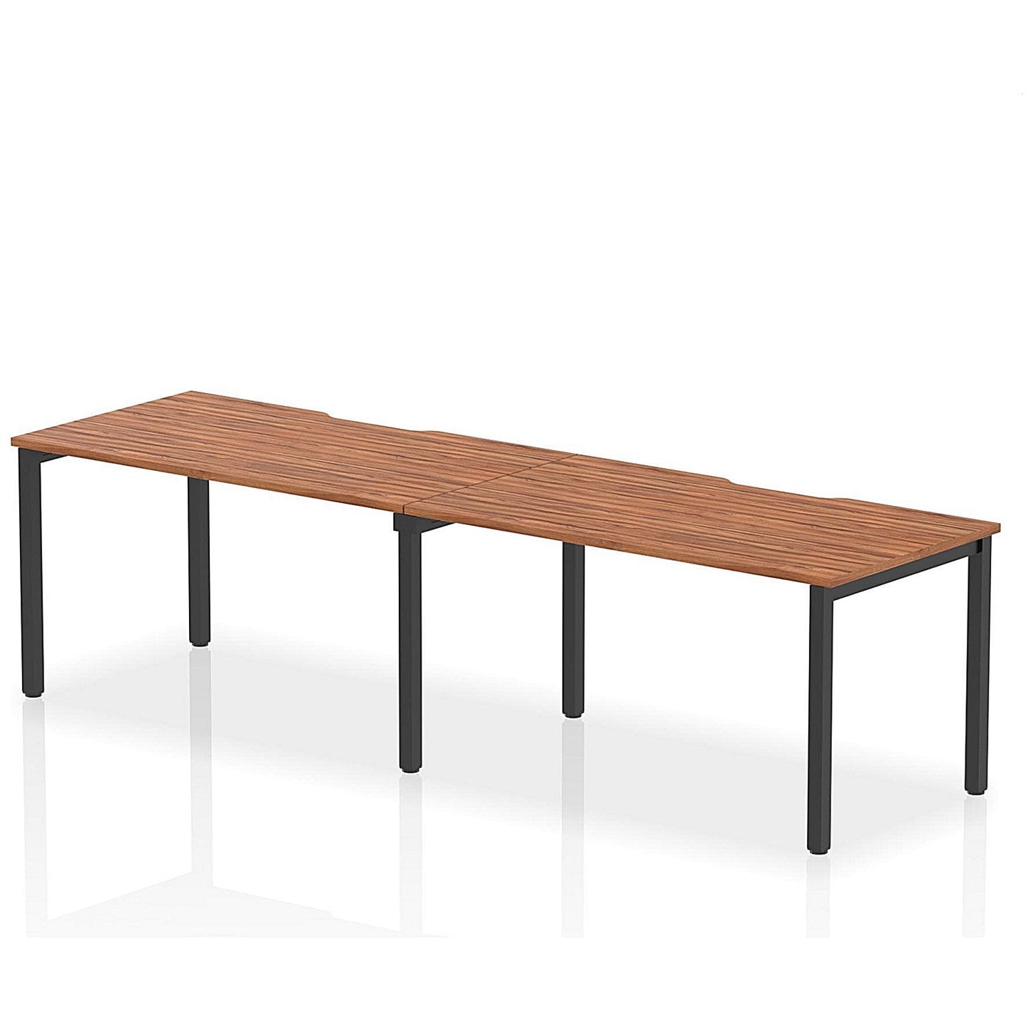 Evolve Plus 1400mm Single Row 2 Person Office Bench Desk Walnut Top Black Frame Easy2Order : BE876