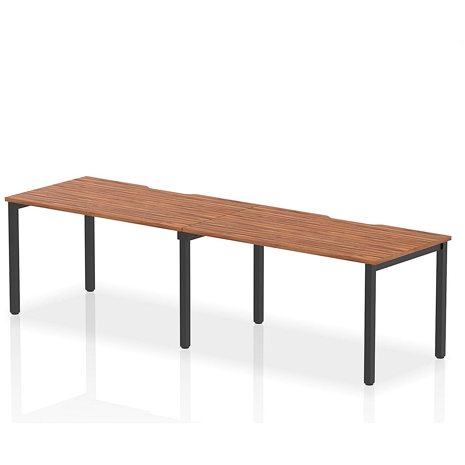 Evolve Plus 1400mm Single Row 2 Person Office Bench Desk Walnut Top Black Frame Easy2Order : BE876