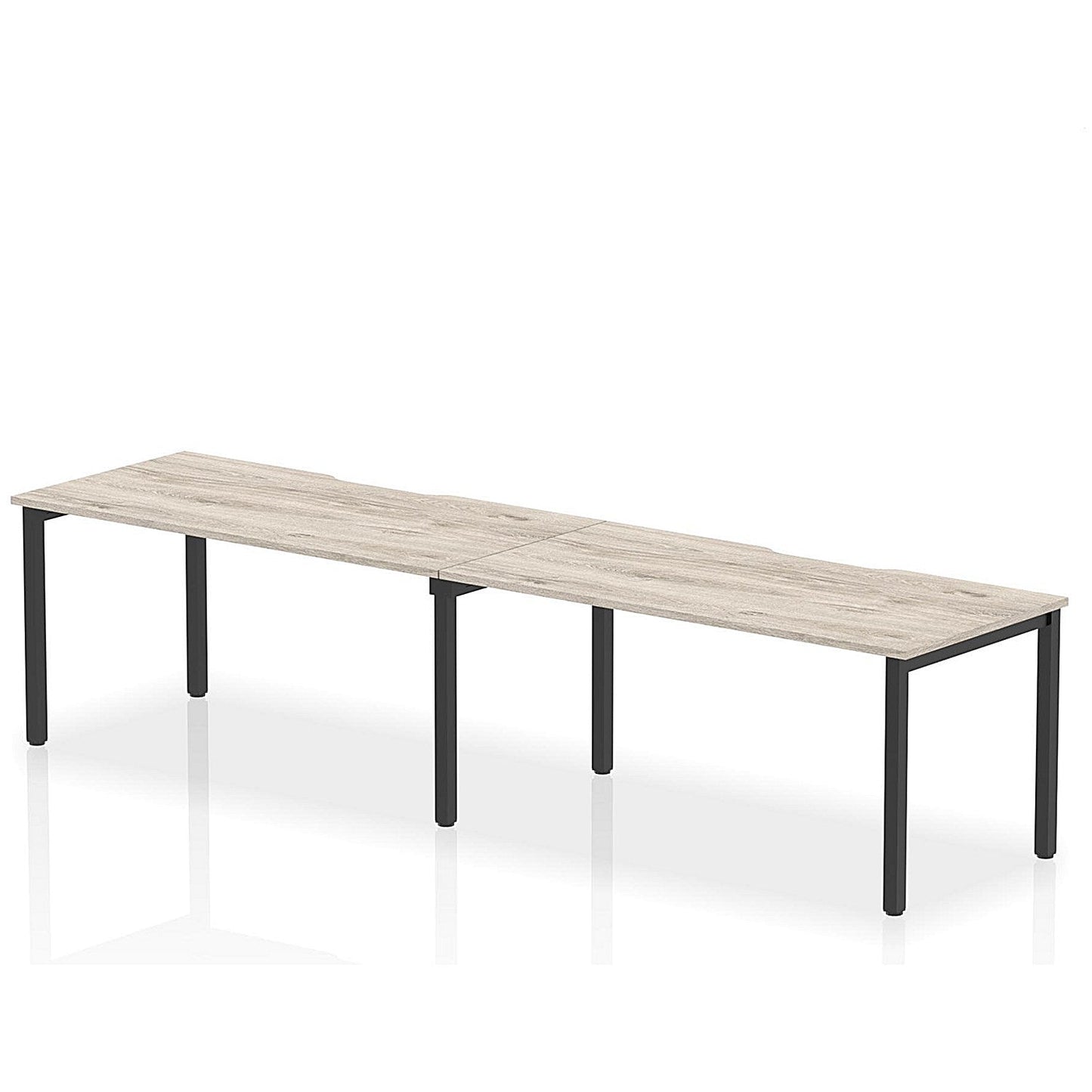 Evolve Plus 1600mm Single Row 2 Person Office Bench Desk Grey Oak Top Black Frame Easy2Order : BE878