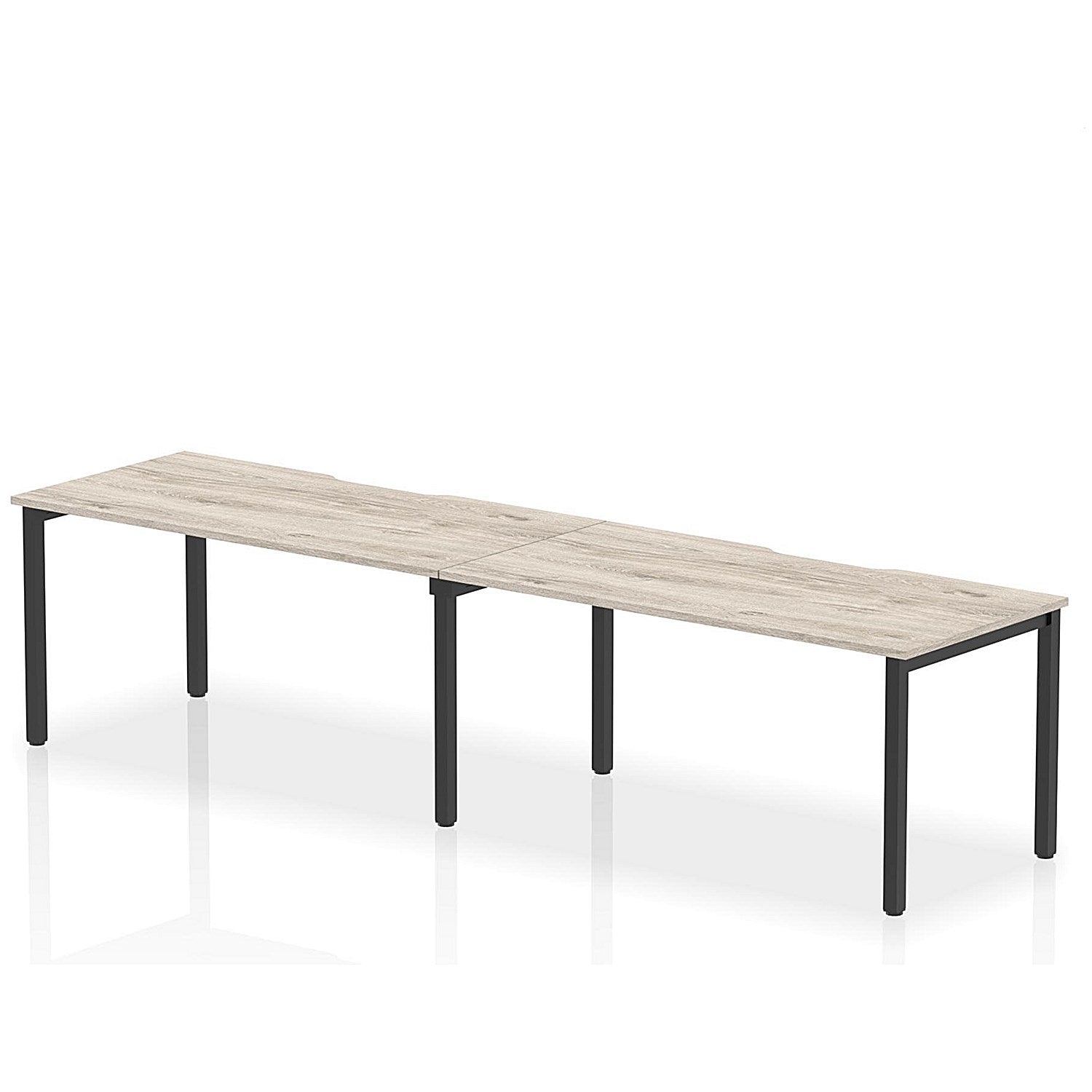 Evolve Plus 1600mm Single Row 2 Person Office Bench Desk Grey Oak Top Black Frame Easy2Order : BE878