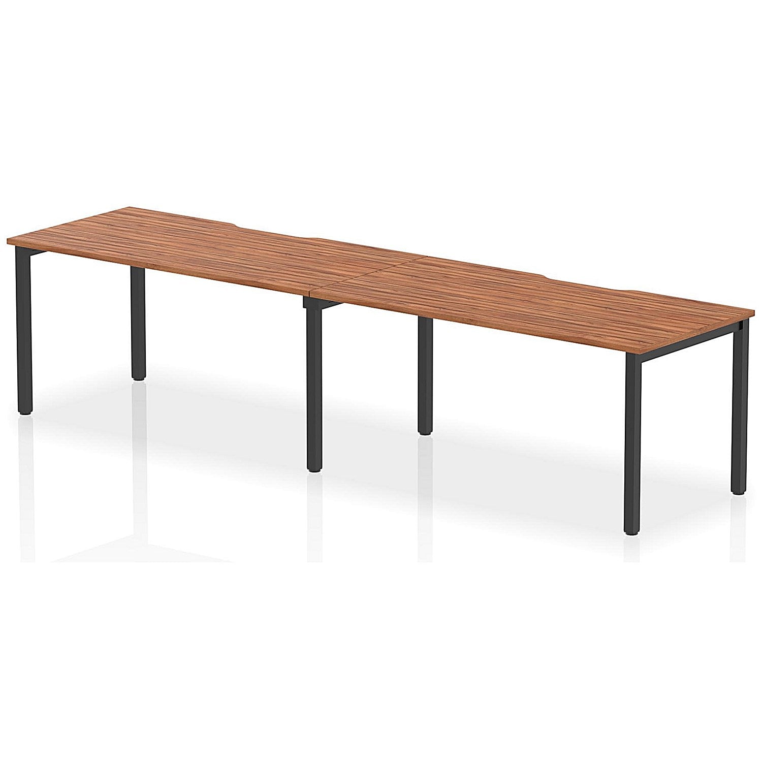 Evolve Plus 1600mm Single Row 2 Person Office Bench Desk Walnut Top Black Frame Easy2Order : BE882