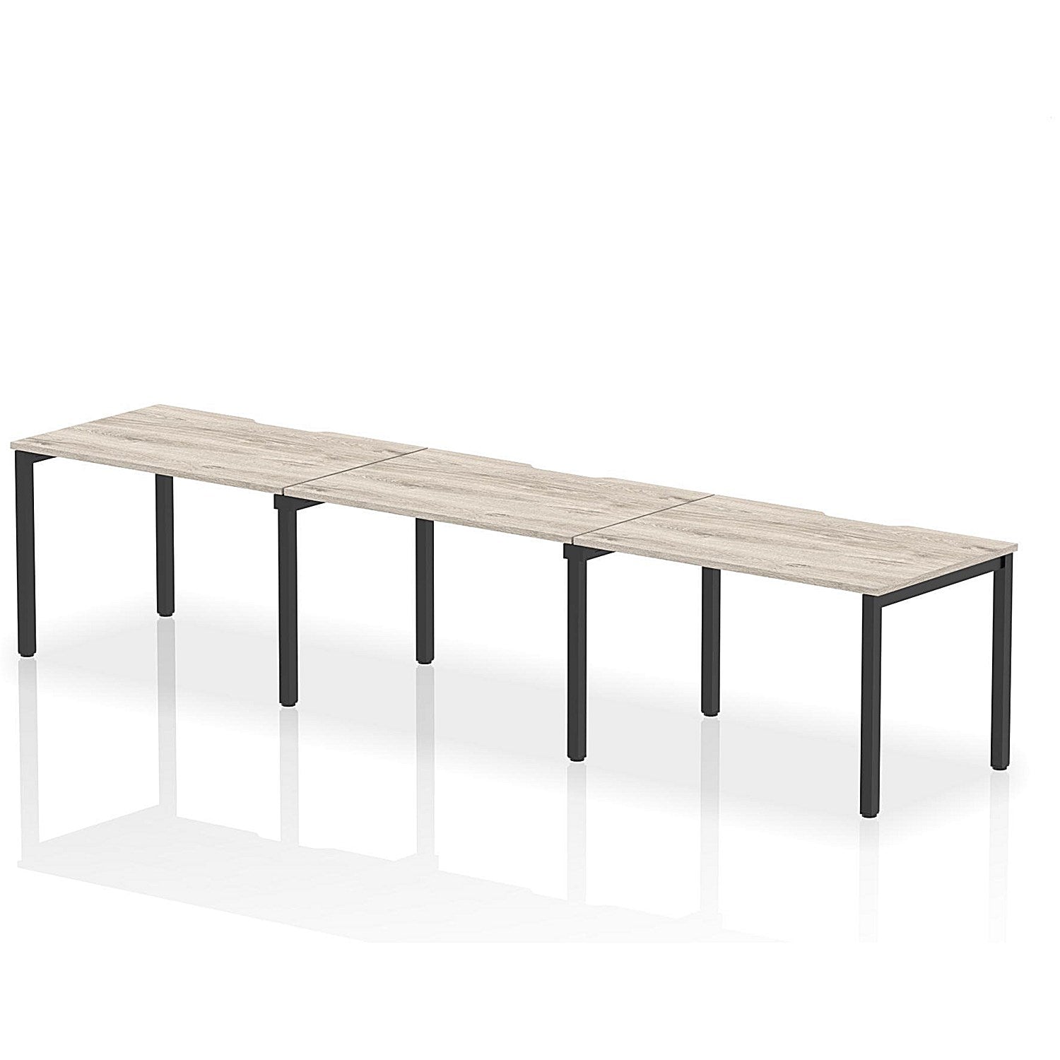 Evolve Plus 1200mm Single Row 3 Person Office Bench Desk Grey Oak Top Black Frame Easy2Order : BE884