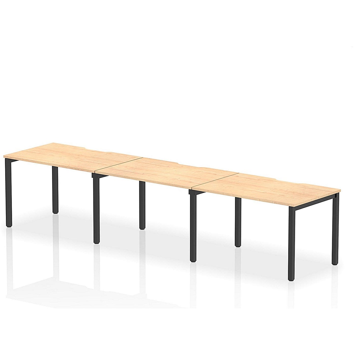 Evolve Plus 1200mm Single Row 3 Person Office Bench Desk Maple Top Black Frame Easy2Order : BE885