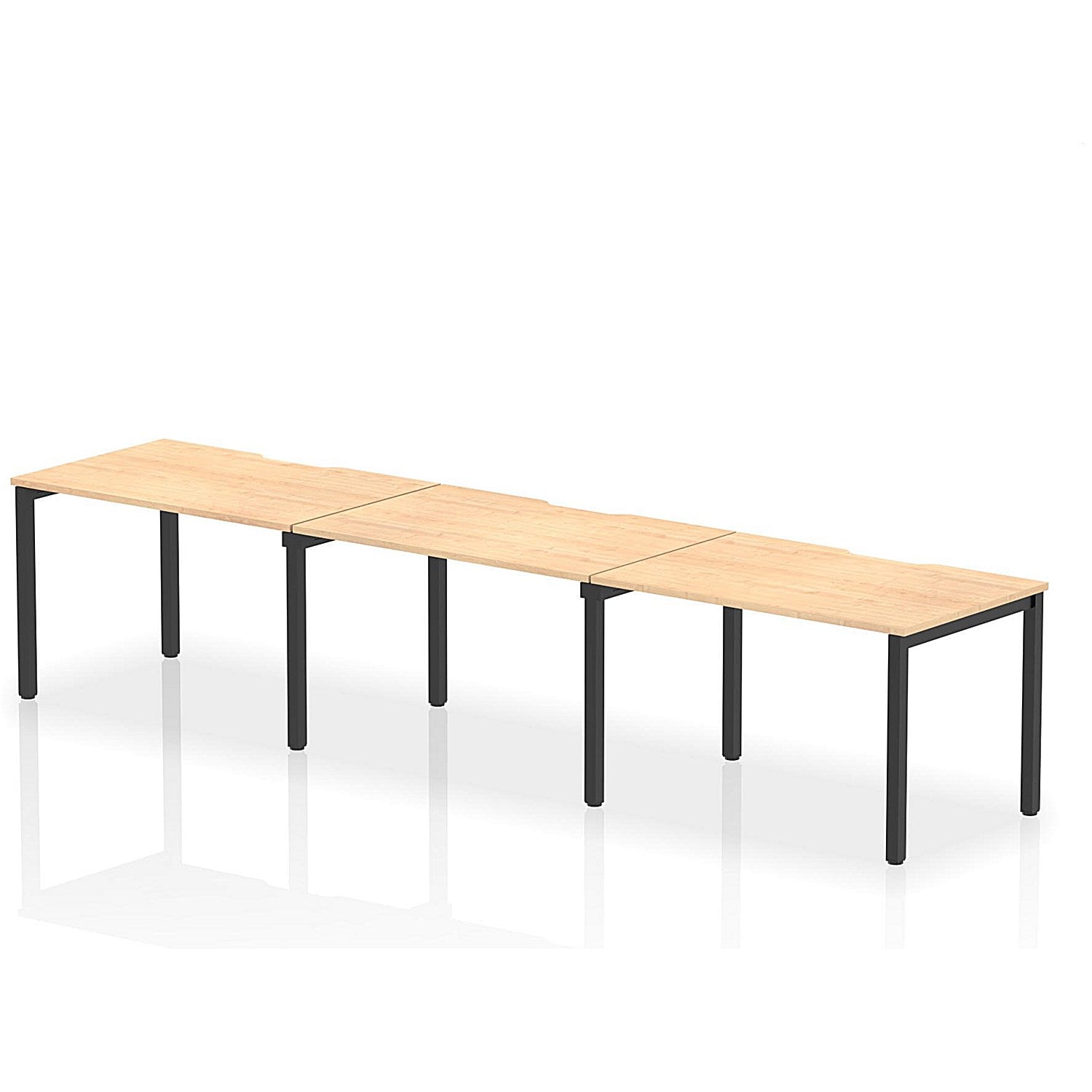 Evolve Plus 1200mm Single Row 3 Person Office Bench Desk Maple Top Black Frame Easy2Order : BE885