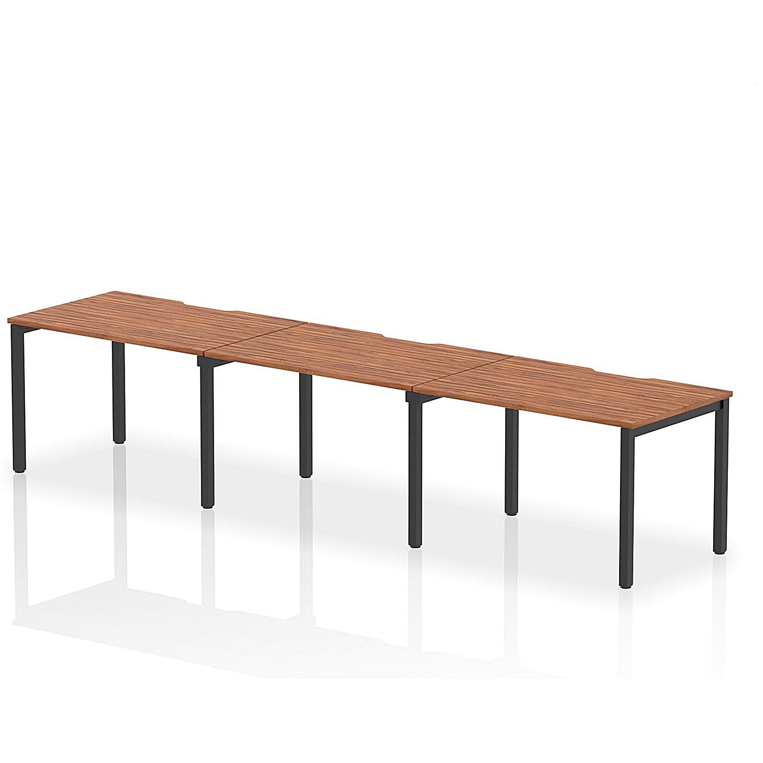 Evolve Plus 1200mm Single Row 3 Person Office Bench Desk Walnut Top Black Frame Easy2Order : BE888