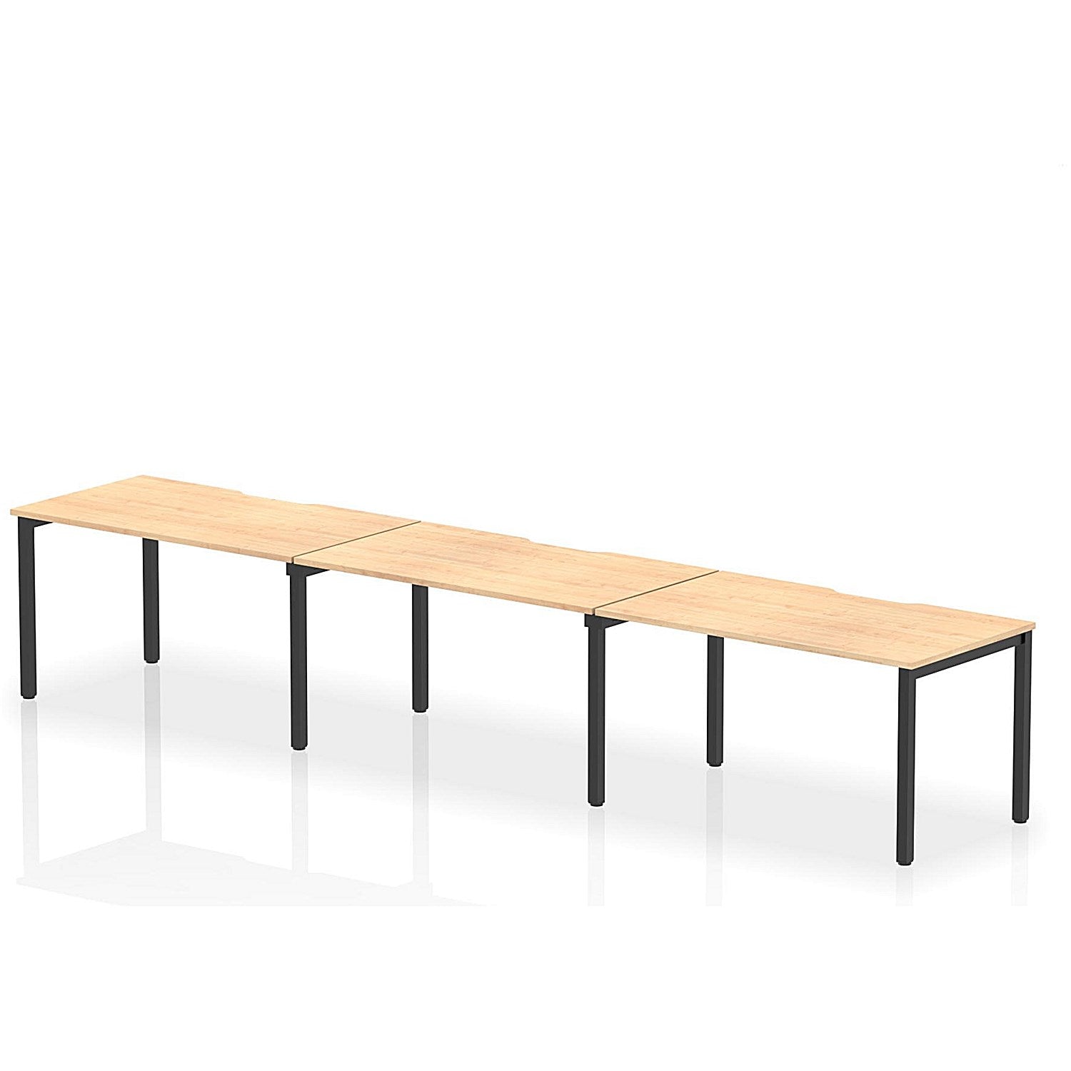 Evolve Plus 1400mm Single Row 3 Person Office Bench Desk Maple Top Black Frame Easy2Order : BE891