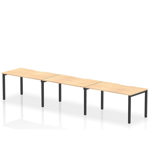 Evolve Plus 1400mm Single Row 3 Person Office Bench Desk Maple Top Black Frame Easy2Order : BE891