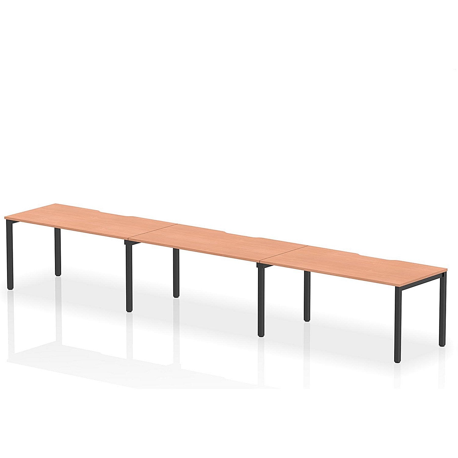 Evolve Plus 1600mm Single Row 3 Person Office Bench Desk Beech Top Black Frame Easy2Order : BE895