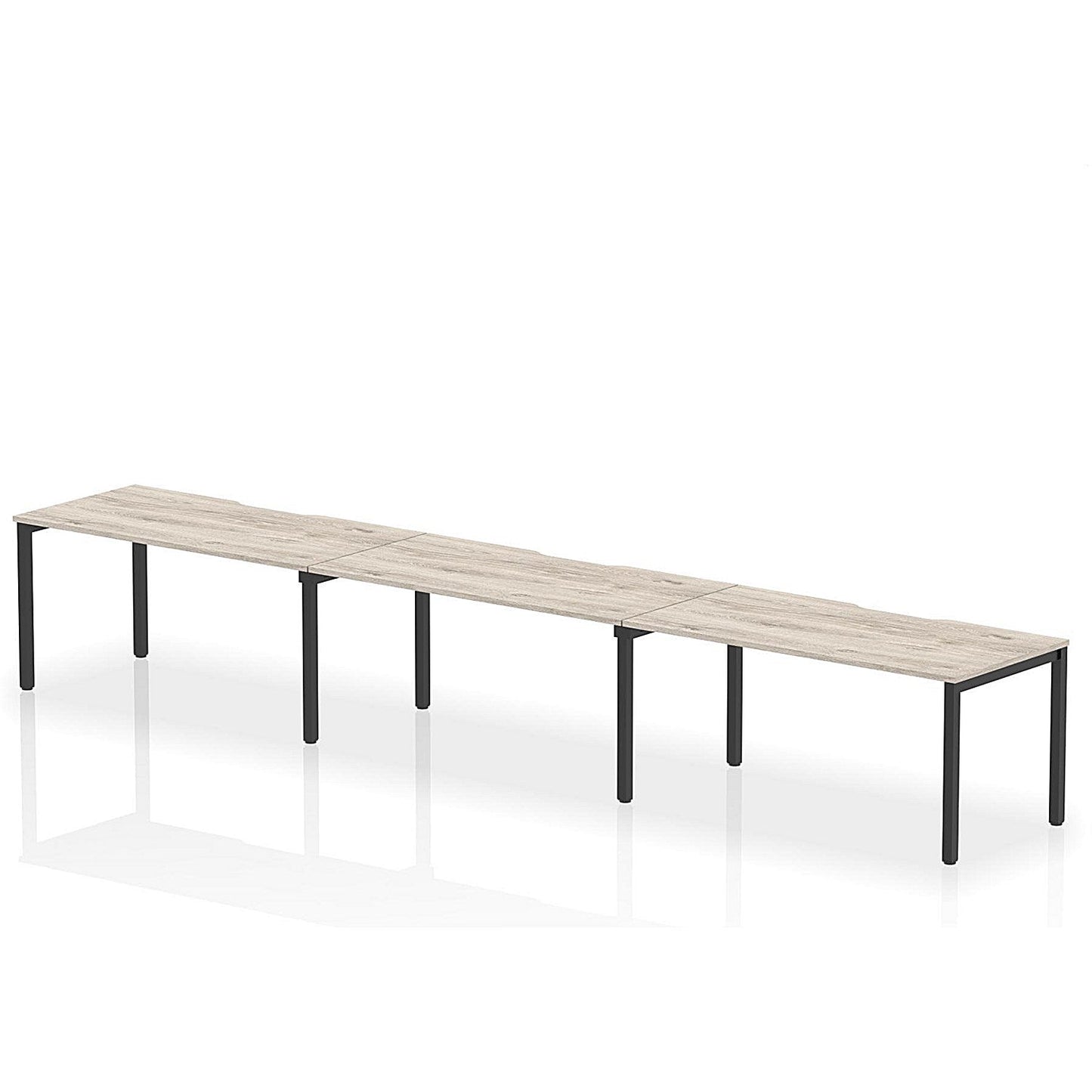 Evolve Plus 1600mm Single Row 3 Person Office Bench Desk Grey Oak Top Black Frame Easy2Order : BE896