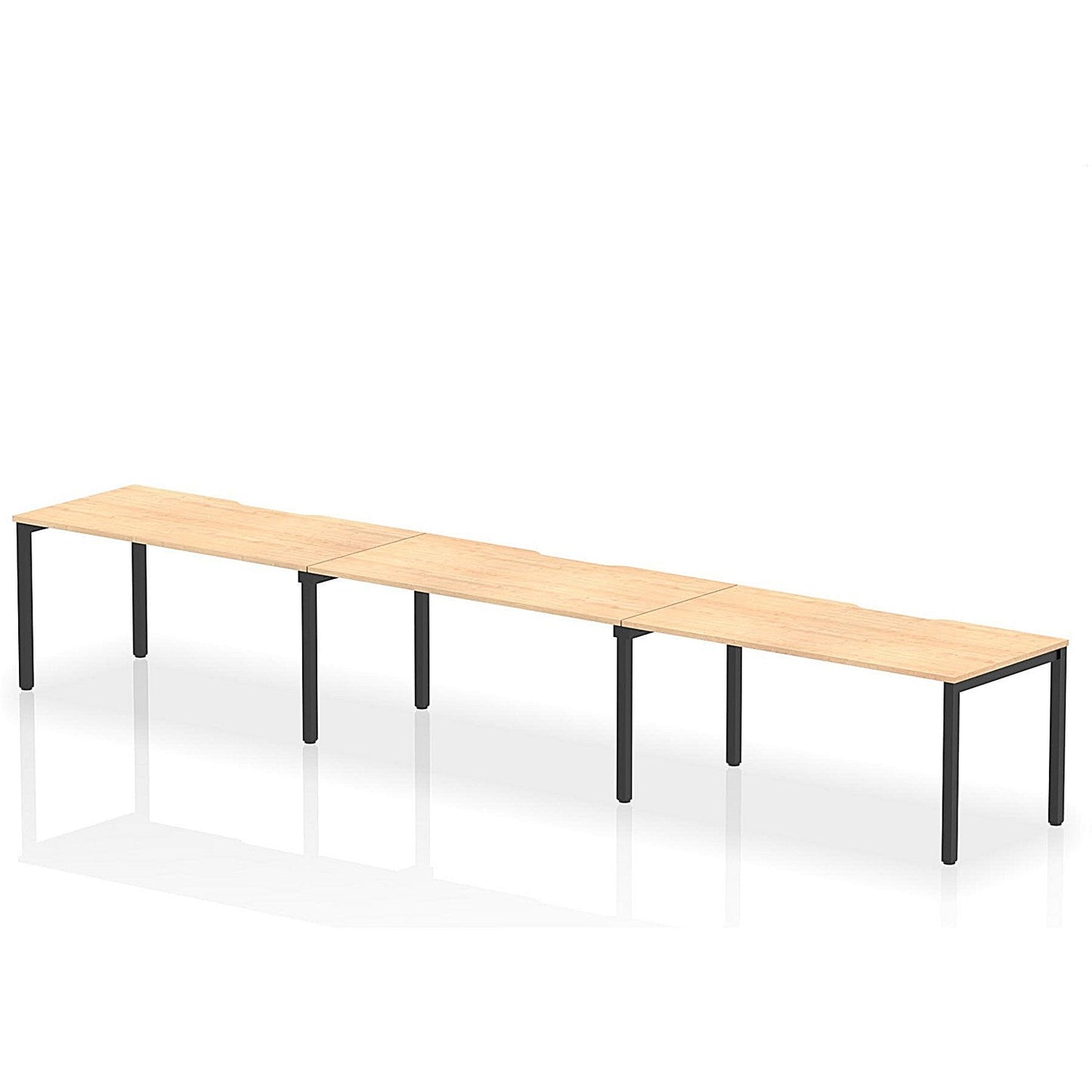 Evolve Plus 1600mm Single Row 3 Person Office Bench Desk Maple Top Black Frame Easy2Order : BE897