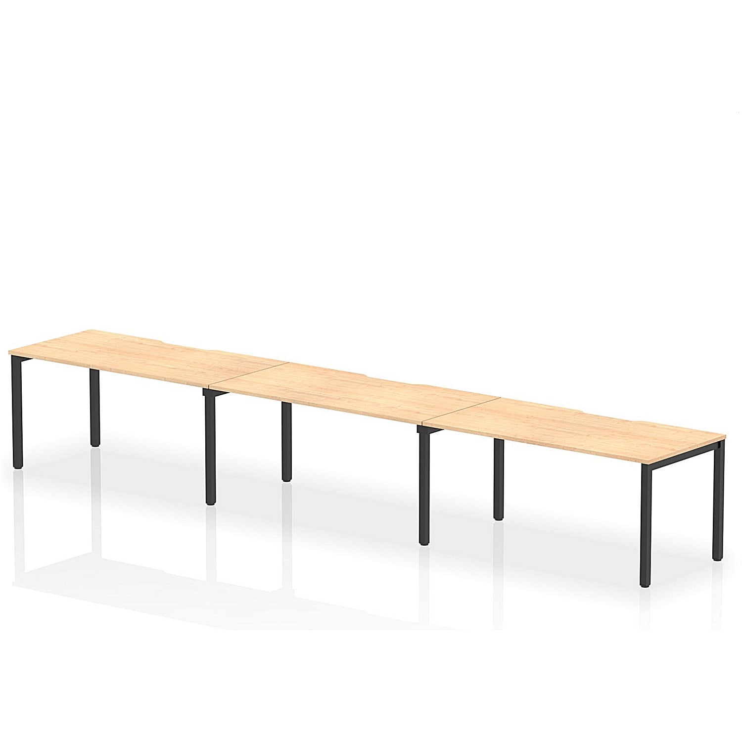 Evolve Plus 1600mm Single Row 3 Person Office Bench Desk Maple Top Black Frame Easy2Order : BE897