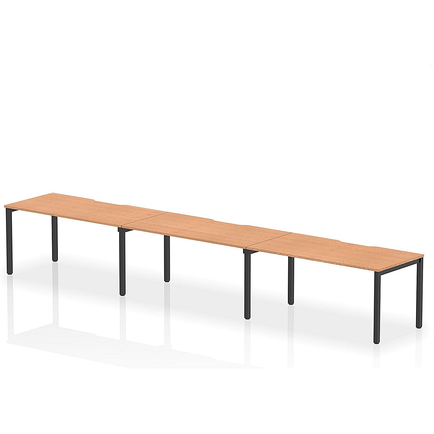 Evolve Plus 1600mm Single Row 3 Person Office Bench Desk Oak Top Black Frame Easy2Order : BE898