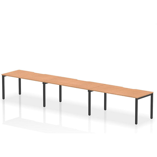 Evolve Plus 1600mm Single Row 3 Person Office Bench Desk Oak Top Black Frame Easy2Order : BE898